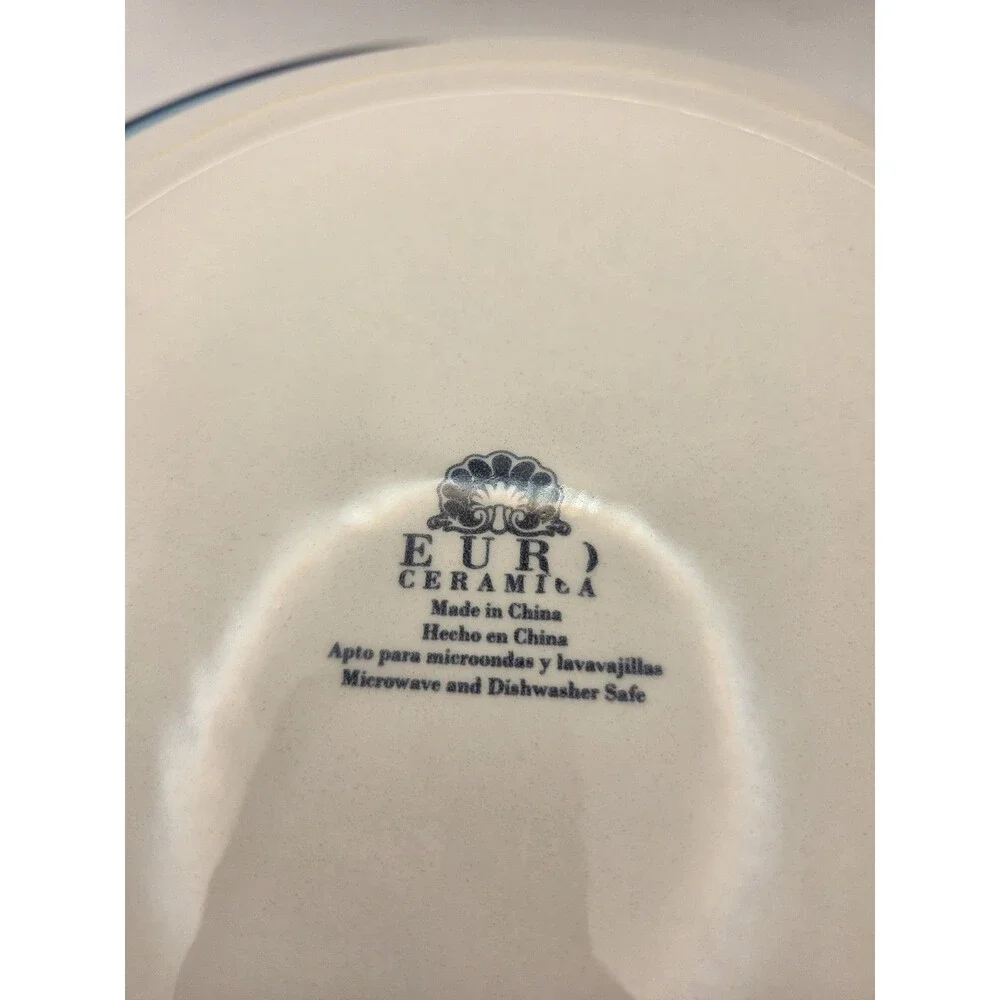 Set of 4 Euro Ceramica Zanzibar 11” Round Dinner Plates Floral Roses Ceramic